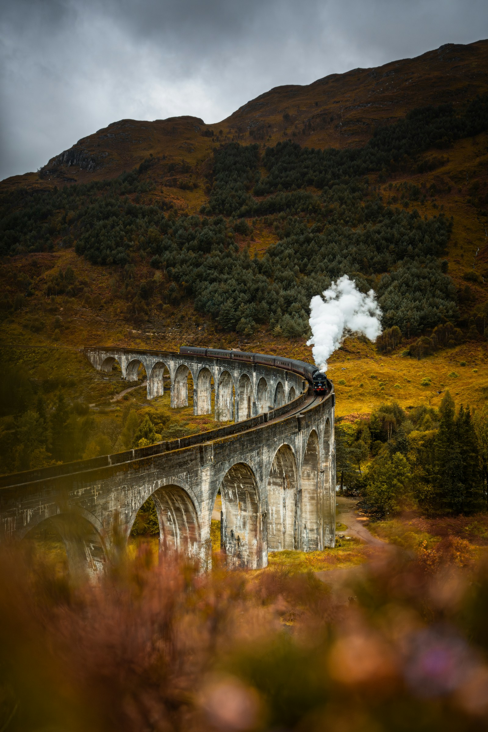The West Highland Line and the curve over Glenfinnan Viaduct
